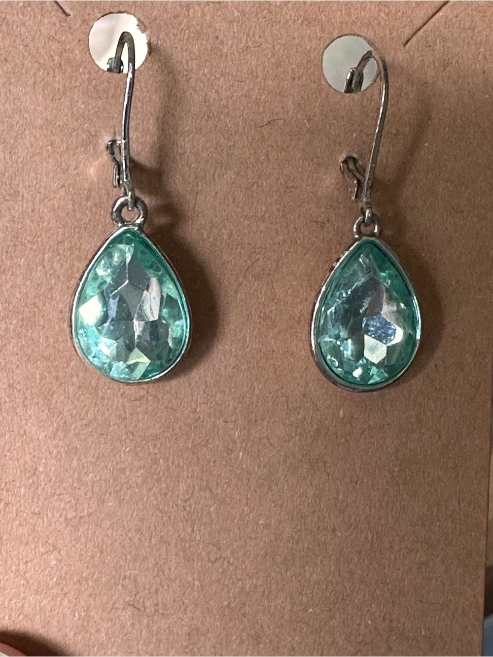 Teal Teardrop Crystal Drop Earrings - Women's Jewelry